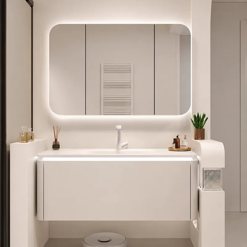 Home Bathroom Vanity Combo - Wandmodel badkamermeubel met geïntegreerde keramische wastafel,