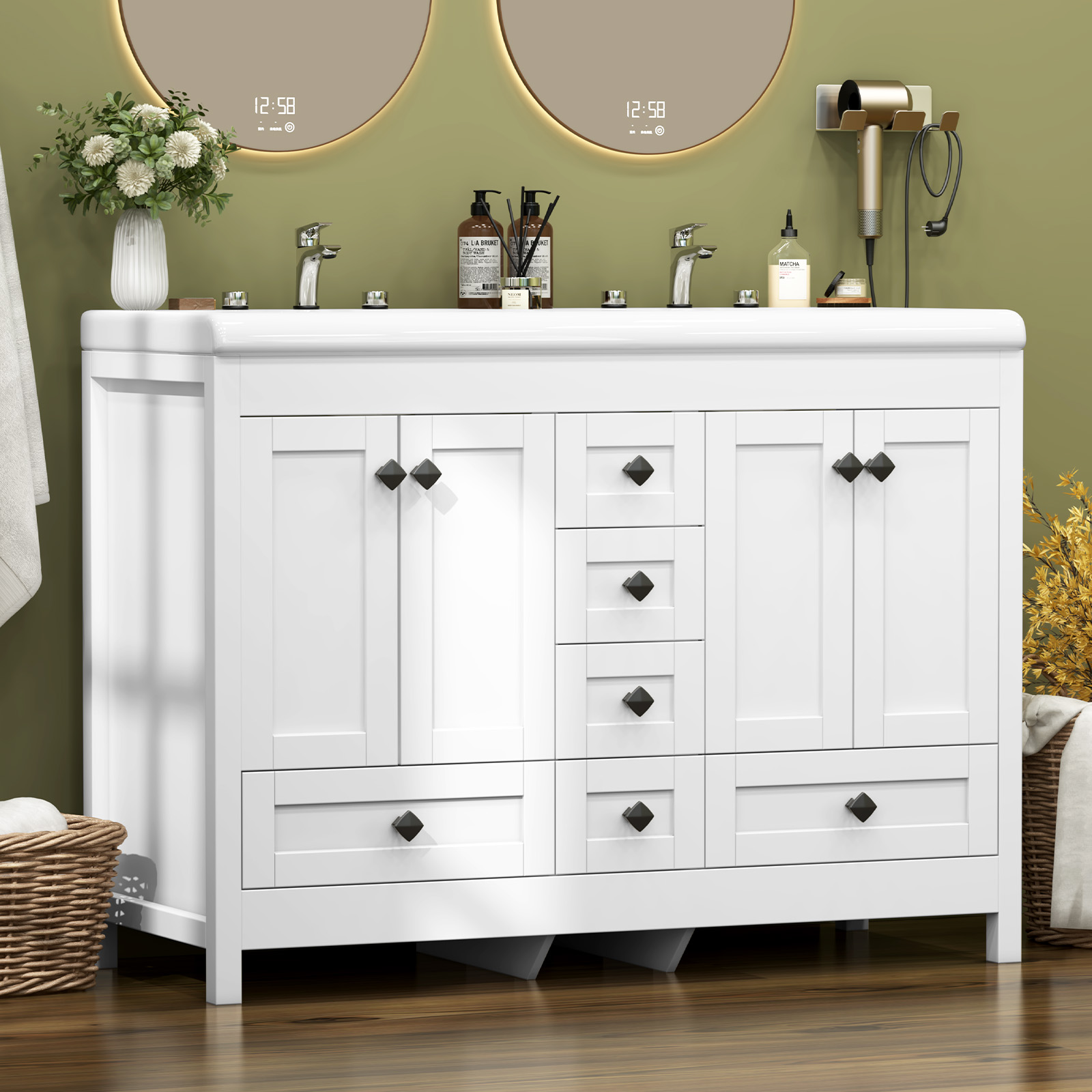 47,3 inch witte badkamermeubel - Home Bathroom Vanity Combo recensie en prijs