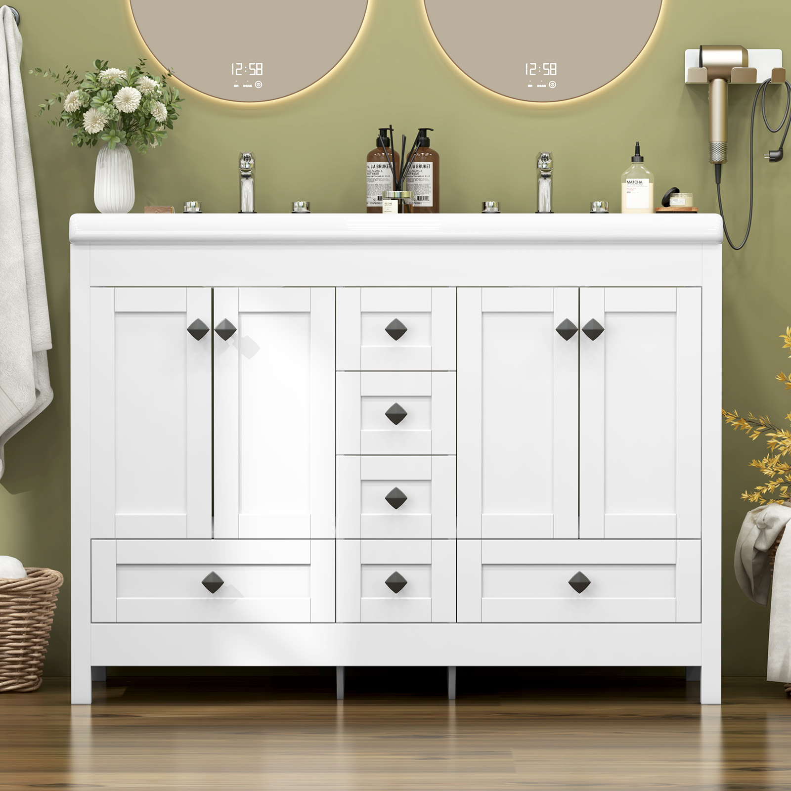 47,3 inch witte badkamermeubel - Home Bathroom Vanity Combo recensie en prijs